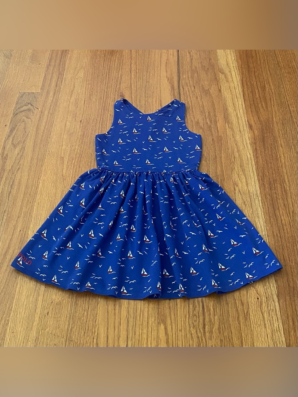 Polo by Ralph Lauren Navy Sailboat Print Sleeveless Dress